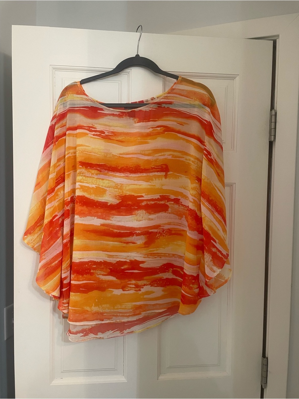 Chicos Flowy Orange & Yellow Watercolor Tunic